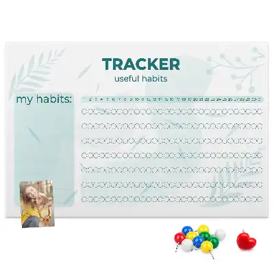 Printed Cork Habit Tracker Memo Board
