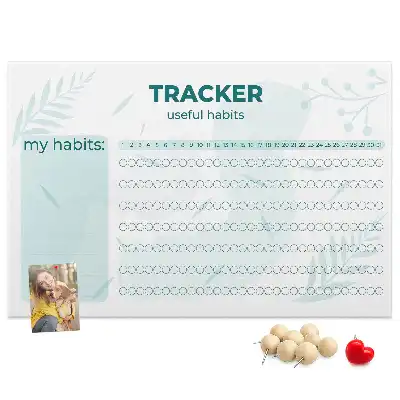 Printed Cork Habit Tracker Memo Board