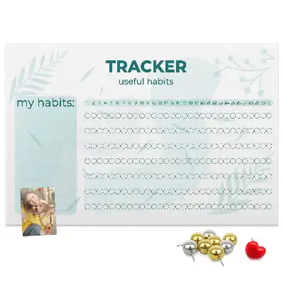 Printed Cork Habit Tracker Memo Board