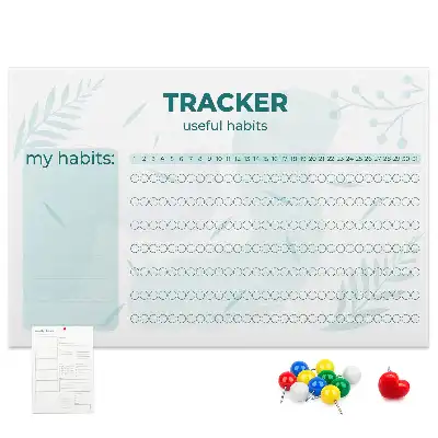 Printed Cork Habit Tracker Memo Board