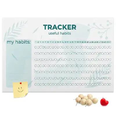 Printed Cork Habit Tracker Memo Board