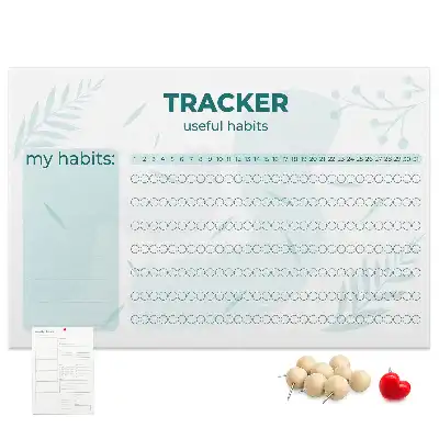 Printed Cork Habit Tracker Memo Board