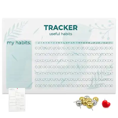 Printed Cork Habit Tracker Memo Board