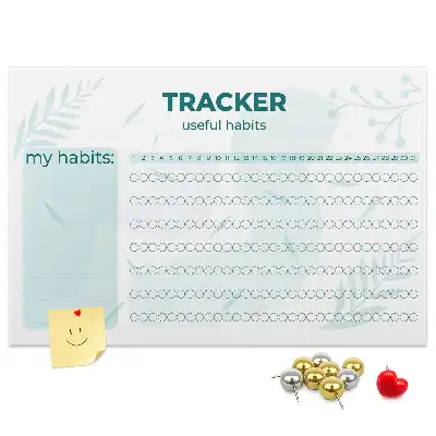 Printed Cork Habit Tracker Memo Board