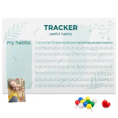 Printed Cork Habit Tracker Memo Board