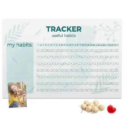 Printed Cork Habit Tracker Memo Board