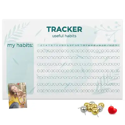 Printed Cork Habit Tracker Memo Board