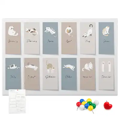 Cat-shaped cork memo board with calendar