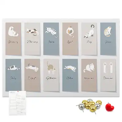 Cat-shaped cork memo board with calendar