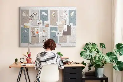Cat-shaped cork memo board with calendar