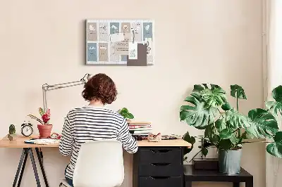 Cat-shaped cork memo board with calendar