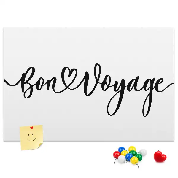 Printed Cork Memo Board Bon voyage lettering
