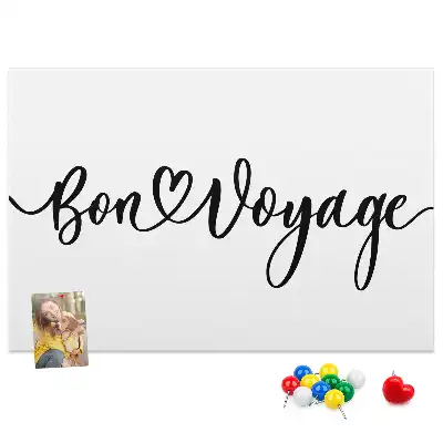 Printed Cork Memo Board Bon voyage lettering