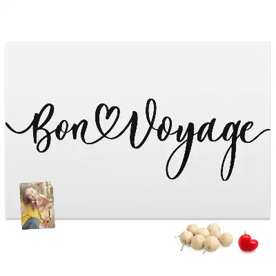 Printed Cork Memo Board Bon voyage lettering