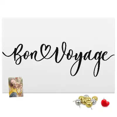 Printed Cork Memo Board Bon voyage lettering