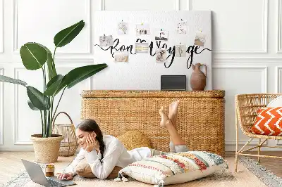 Printed Cork Memo Board Bon voyage lettering
