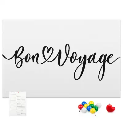 Printed Cork Memo Board Bon voyage lettering