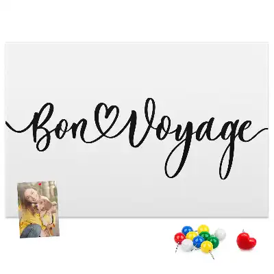 Printed Cork Memo Board Bon voyage lettering