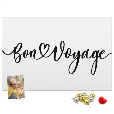 Printed Cork Memo Board Bon voyage lettering
