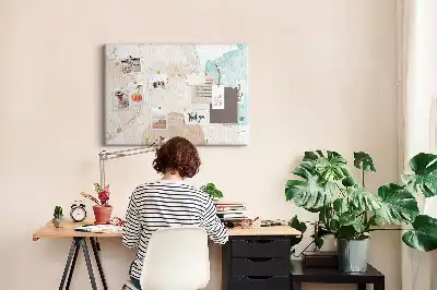 Printed Cork Board Watercolor splashes