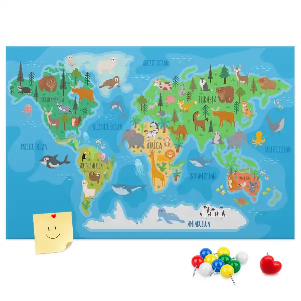 Printed Cartoon Map Cork Memo Board