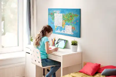 Printed Cartoon Map Cork Memo Board