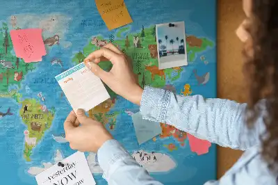 Printed Cartoon Map Cork Memo Board