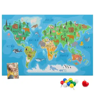 Printed Cartoon Map Cork Memo Board