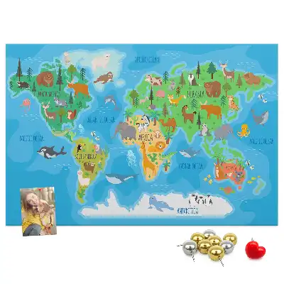 Printed Cartoon Map Cork Memo Board