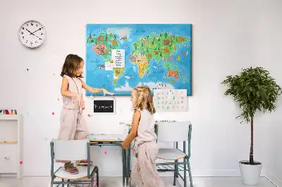 Printed Cartoon Map Cork Memo Board