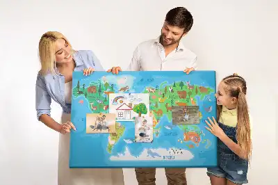 Printed Cartoon Map Cork Memo Board