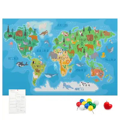 Printed Cartoon Map Cork Memo Board