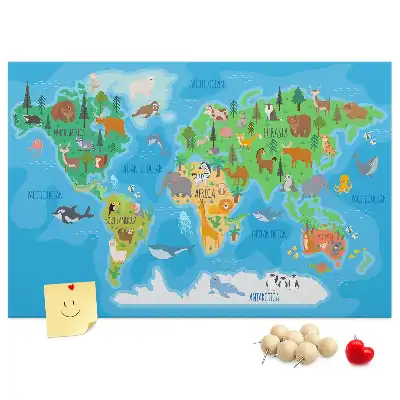 Printed Cartoon Map Cork Memo Board