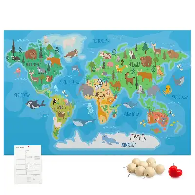 Printed Cartoon Map Cork Memo Board