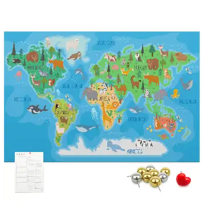 Printed Cartoon Map Cork Memo Board