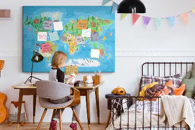 Printed Cartoon Map Cork Memo Board