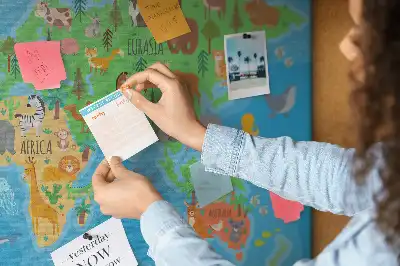 Printed Cartoon Map Cork Memo Board