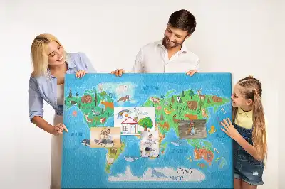 Printed Cartoon Map Cork Memo Board