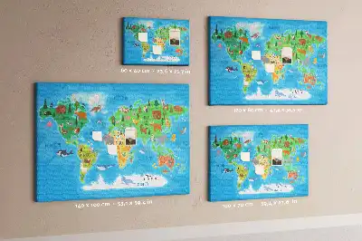 Printed Cartoon Map Cork Memo Board