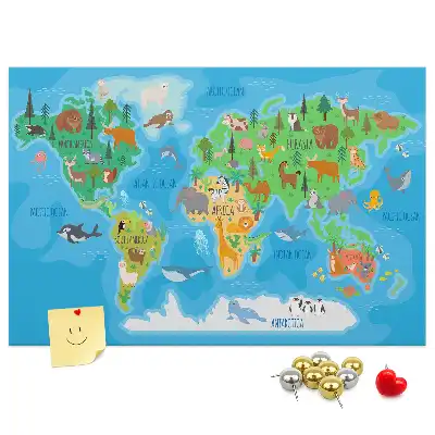 Printed Cartoon Map Cork Memo Board