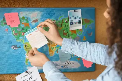 Printed Cartoon Map Cork Memo Board