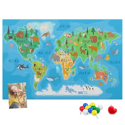Printed Cartoon Map Cork Memo Board