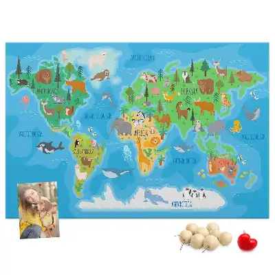 Printed Cartoon Map Cork Memo Board