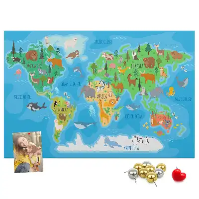 Printed Cartoon Map Cork Memo Board