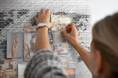 World Map Cork Memo Board with Brick Wall Print