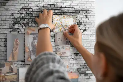 World Map Cork Memo Board with Brick Wall Print