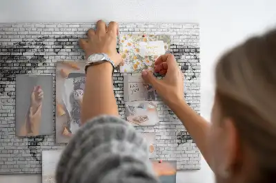 World Map Cork Memo Board with Brick Wall Print