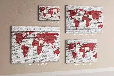 Printed Cork Board Brick Wall World Map