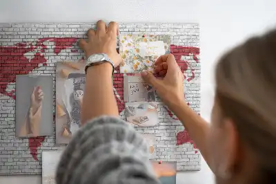 Printed Cork Board Brick Wall World Map