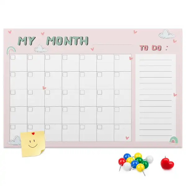 Printed Cork Monthly Planner Memo Board for Kids